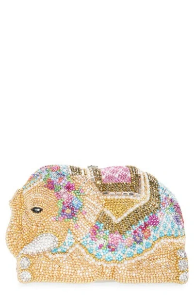 Judith Leiber Couture Elephant Crystal Embellished Clutch In Neutral