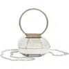 Judith Leiber Couture Emerald Cut Ring Minaudière In Silver Rhinestone Multi