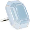 Judith Leiber Couture Emerald Cut Ring Minaudière In Silver Sapphire Multi