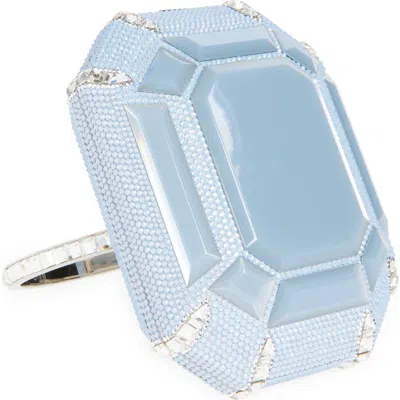 Judith Leiber Couture Emerald Cut Ring Minaudière In Silver Sapphire Multi