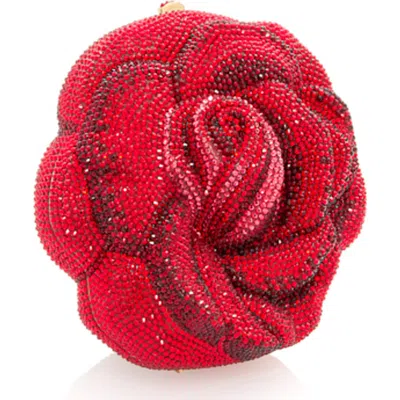 Judith Leiber Couture  Rose American Beauty Crystal Clutch In Red