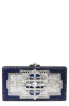 Judith Leiber Couture Lillian Sleek Crystal Embellished Clutch In Silver Dark Indigo Multi