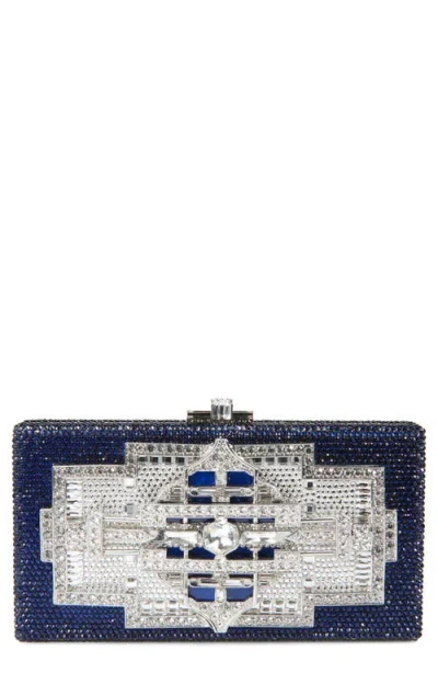 Judith Leiber Couture Lillian Sleek Crystal Embellished Clutch In Silver Dark Indigo Multi