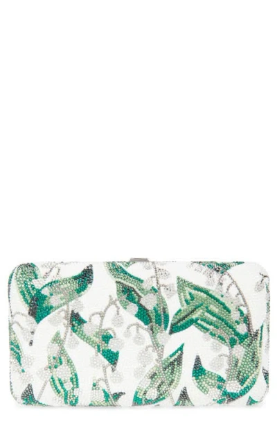 Judith Leiber Couture Lily Belles Crystal Embellished Clutch In Silver Chalk Multi