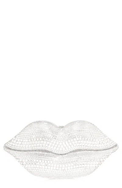 Judith Leiber Lips Disco Lips Crystal-embellished Clutch Bag In Silver