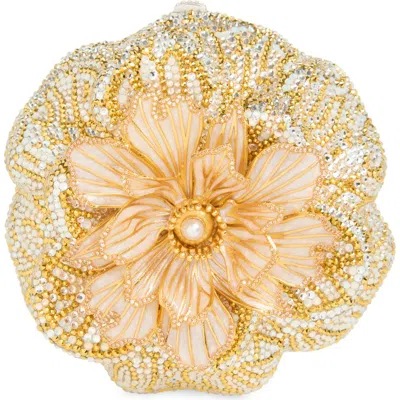 Judith Leiber Magnolia Crystal-embellished Gold-tone Clutch In Yellow