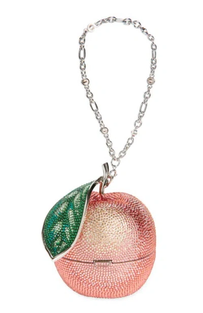 Judith Leiber Couture Peachy Keen Crystal Embellished Clutch In Silver Light Peach Multi
