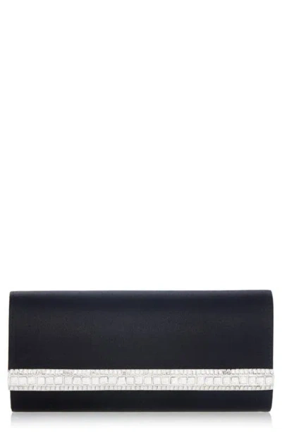 Judith Leiber Couture Perry Crystal Bar Satin Clutch In Black