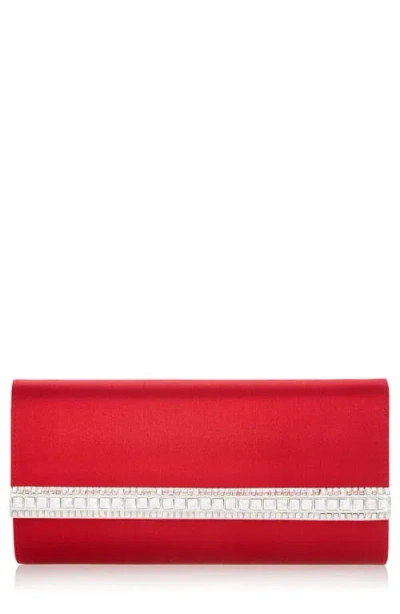 Judith Leiber Couture Perry Crystal Bar Satin Clutch In Red