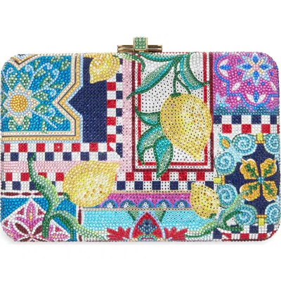 Judith Leiber Couture Slim Slide Ceramica Crystal Embellished Clutch In Multi