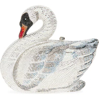 Judith Leiber Couture Swan Odette Crystal Embellished Novelty Clutch In Silver Rhine Multi