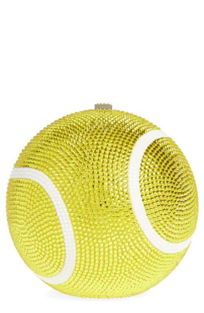 Judith Leiber Couture Tennis Ball Crystal Embellished Clutch In Silver Citrine Multi