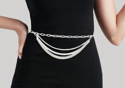 Judith Leiber Couture Triple Chain Belt In White