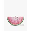 Judith Leiber Slice Watermelon Crystal-embellished Silver-tone Clutch In Champagne Fuchsia Multi