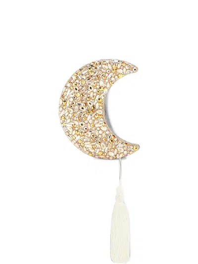 Judith Leiber Crescent Moon Crystal-embellished Mini Bag In Yellow