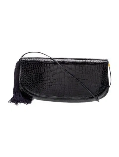 Pre-owned Judith Leiber Crocodile Clutch In Black