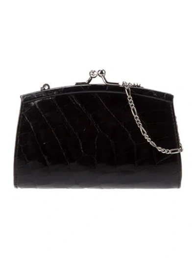 Pre-owned Judith Leiber Crocodile Evening Bag In Black