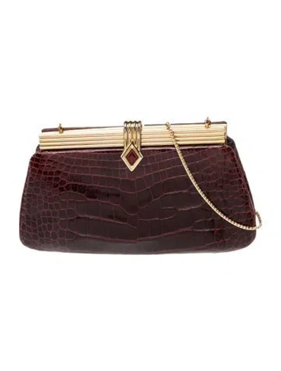Pre-owned Judith Leiber Crocodile Evening Bag In Brown