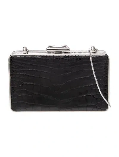 Pre-owned Judith Leiber Crocodile Minaudière In Black