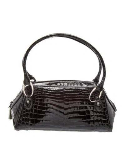 Pre-owned Judith Leiber Crocodile Shoulder Bag In Black
