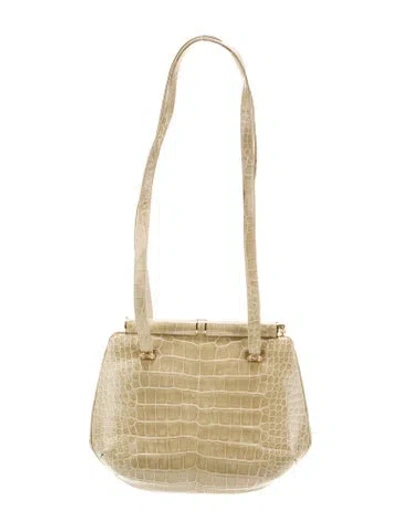 Pre-owned Judith Leiber Crocodile Shoulder Bag In Neutral