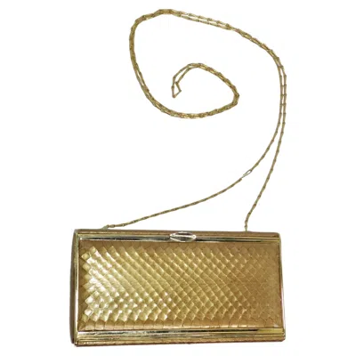 Pre-owned Judith Leiber Crossbody Gold Tone Clutch In Brown