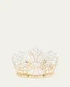 Judith Leiber Crown Allover Crystal Minaudiere In Champagne