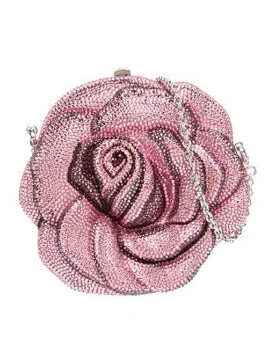 Pre-owned Judith Leiber Crystal American Beauty Rose Minaudiere In Pink