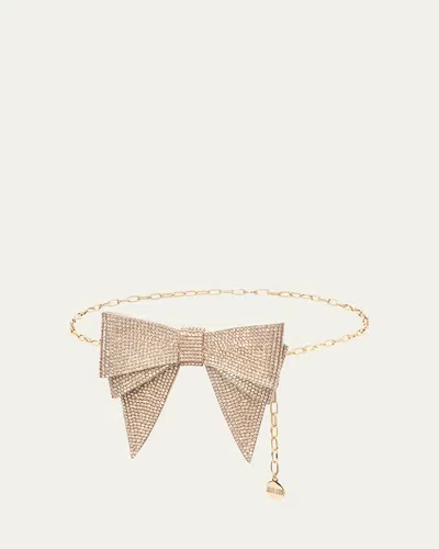 Judith Leiber Crystal Bow Chain Belt In Champagne Prosecco