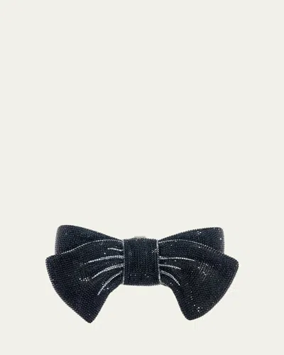 Judith Leiber Crystal Bow Clutch Bag In Silver Jet Multi