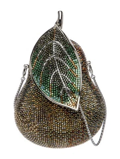 Pre-owned Judith Leiber Crystal Bucket Bag In Green
