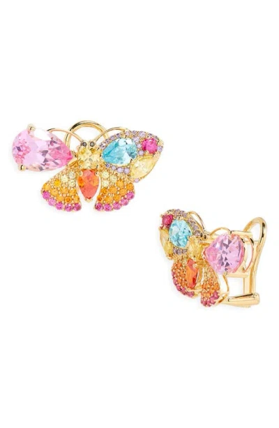 Judith Leiber Crystal Butterfly Earrings In Yellow