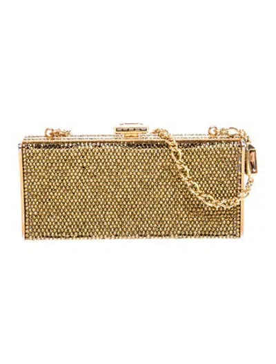 Pre-owned Judith Leiber Crystal Clutch In Gold