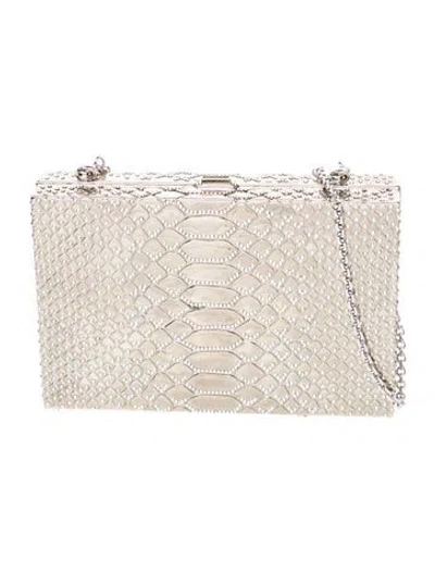 Pre-owned Judith Leiber Crystal Clutch In Neutral