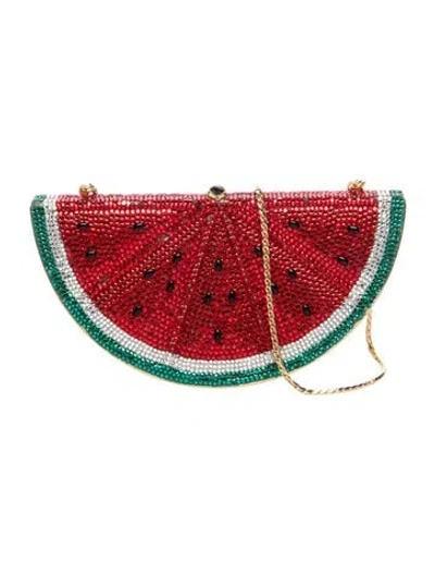 Pre-owned Judith Leiber Crystal Clutch In Red