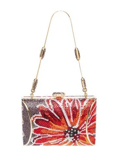 Pre-owned Judith Leiber Crystal Clutch In Red