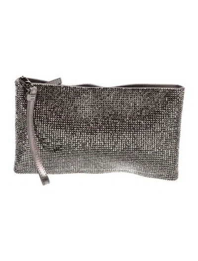 Pre-owned Judith Leiber Crystal Clutch In Silver