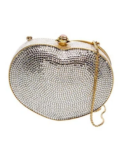 Pre-owned Judith Leiber Crystal Clutch In Silver