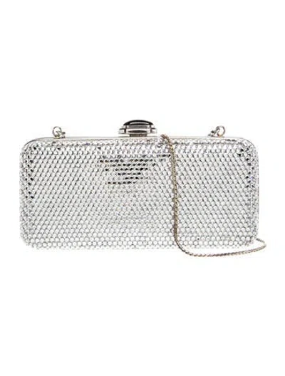 Pre-owned Judith Leiber Crystal Clutch In Silver