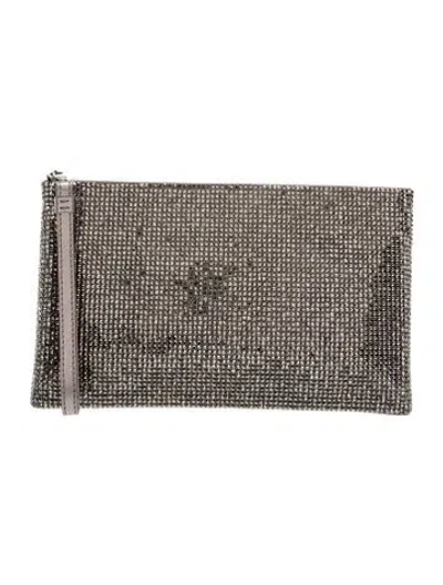 Pre-owned Judith Leiber Crystal Clutch In Silver