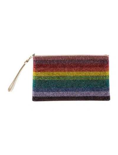 Pre-owned Judith Leiber Crystal Clutch W/ Tags In Red