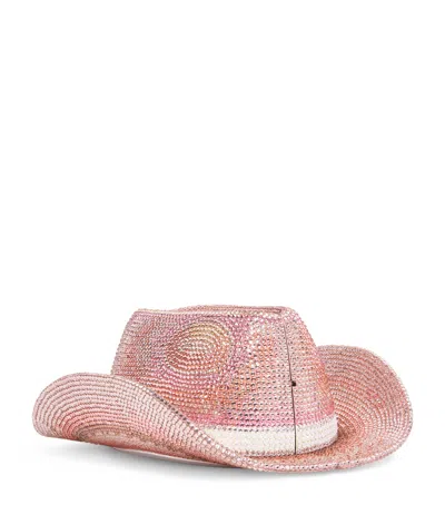 Judith Leiber Crystal Cowboy Hat Dakota Clutch Bag In Pink