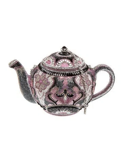 Pre-owned Judith Leiber Crystal Earl Grey Teapot In Multicolor