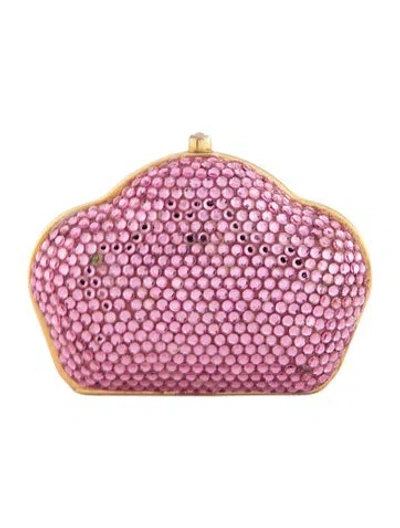 Pre-owned Judith Leiber Crystal Embellished Clutch In Pink