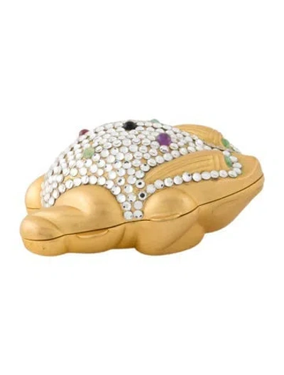Pre-owned Judith Leiber Crystal Embellished Frog Pill Box