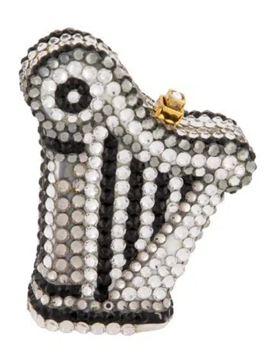 Pre-owned Judith Leiber Crystal Embellished Harp Pillbox In Gold