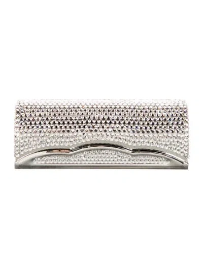 Pre-owned Judith Leiber Crystal Embellished Lipstick Case In Silver
