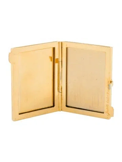 Pre-owned Judith Leiber Crystal Embellished Pill Box In Gold