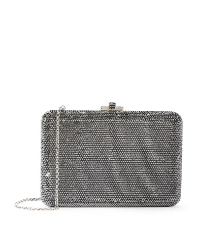 Judith Leiber Crystal-embellished Slim Slide Clutch Bag In Grey