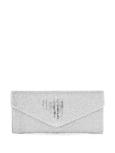 Judith Leiber Crystal Envelope Embellished Clutch Bag In Silver